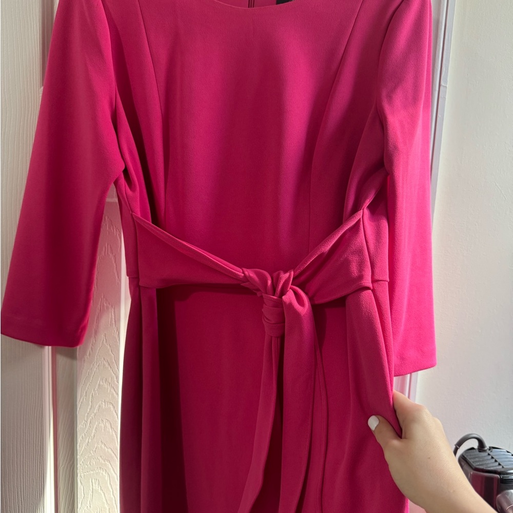 adrianna papell tie waist crepe sheath dress - Picture 4 of 10